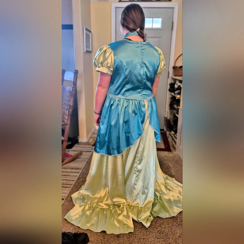 Ugly Step Sister Gown And Necklace Choker. Blue And Green - Picture 2 of 2